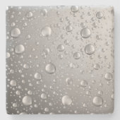 Metallic Silver Grey Abstract Rain Druppels Stenen Onderzetter (Voorkant)