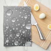 Metallic Silver Grey Abstract Rain Druppels Theedoek (Quarter Fold)