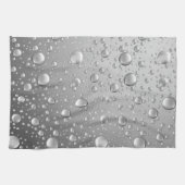 Metallic Silver Grey Abstract Rain Druppels Theedoek (Horizontaal)