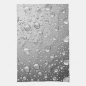 Metallic Silver Grey Abstract Rain Druppels Theedoek (Verticaal)