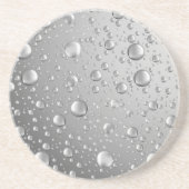 Metallic Silver Grey Abstract Rain Druppels Zandsteen Onderzetter (Voorkant)