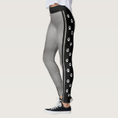 Metallic Silver Grey Black en White Paw Print Leggings (Links)
