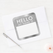 Metallic Silver Hallo mijn naam is Sticker (Envelop)