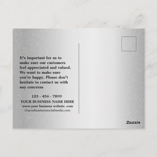 Metallic Silver - Hartelijk dank voor uw bedrijf Briefkaart (Achterkant)
