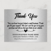 Metallic Silver - Hartelijk dank voor uw bedrijf Briefkaart (Voorkant)
