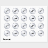 Metallic Silver Kijk Mono gram Elegant Sjabloon Ronde Sticker (Vel)
