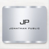 Metallic Silver Kijk Monogramed Sjabloon Muismat (Voorkant)