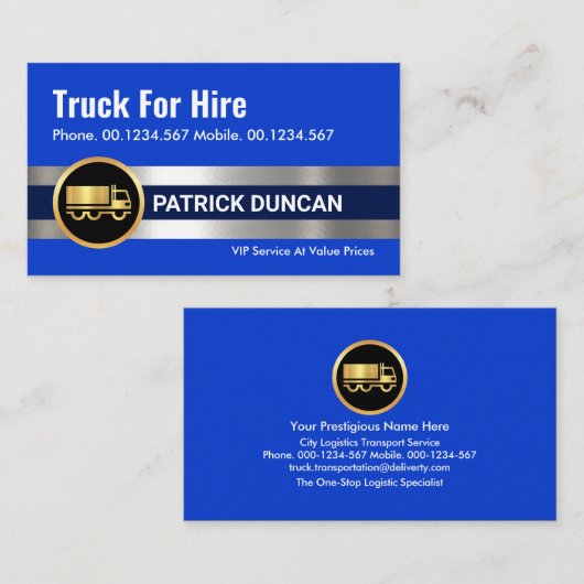 Metallic Silver Lines Gold Trucker Visitekaartje (Voorkant / Achterkant)