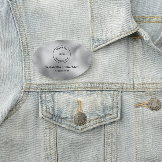 Metallic Silver Logo Hotel Functie Naamplaatje (In situ)