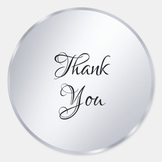 Metallic Silver Look dank u tekst Sjabloon Ronde Sticker (Voorkant)