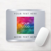 Metallic Silver Look Uw zakelijke Logo uploaden na Muismat (Met muis)