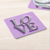 Metallic Silver LOVE Lavendel Onderzetter Set (Schuin)