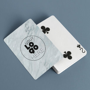 Metallic Silver Marble Business Logo Speelkaarten