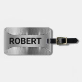 Metallic Silver Masculine Geometric Design Bagagelabel (Voorkant horizontaal)