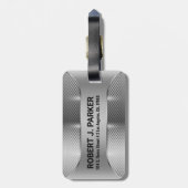 Metallic Silver Masculine Geometric Design Bagagelabel (Achterkant verticaal)