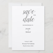 Metallic Silver Minimalist klassieke rendy Save The Date (Voorkant)