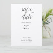 Metallic Silver Minimalist klassieke rendy Save The Date (Staand voorkant)