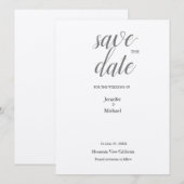 Metallic Silver Minimalist klassieke rendy Save The Date (Voorkant / Achterkant)