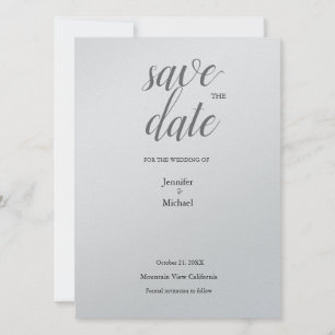 Metallic Silver Minimalist klassieke rendy Save The Date