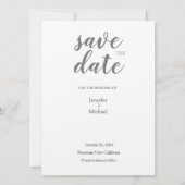 Metallic Silver Minimalist Modern Trendy Save The Date (Voorkant)