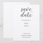 Metallic Silver Minimalist Modern Trendy Save The Date (Voorkant / Achterkant)