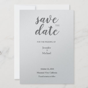 Metallic Silver Minimalist Modern Trendy Save The Date