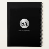 Metallic Silver Monogram Logo Calendar Planner (Achterkant)