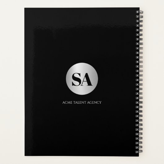 Metallic Silver Monogram Logo Calendar Planner (Achterkant)