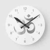 Metallic Silver Om Symbol  Ronde Klok (Voorkant)