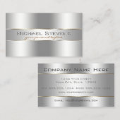 Metallic Silver Professional Elegant Visitekaartje (Voorkant / Achterkant)