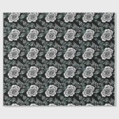 Metallic Silver Roses With Dark Green Leaves Cadeaupapier (Vlak)