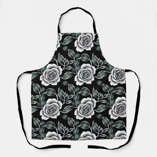 Metallic Silver Roses With Dark Green Leaves Schort (Voorkant)