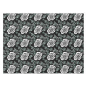 Metallic Silver Roses With Dark Green Leaves Tafelkleed (Voorkant (Horizontaal))