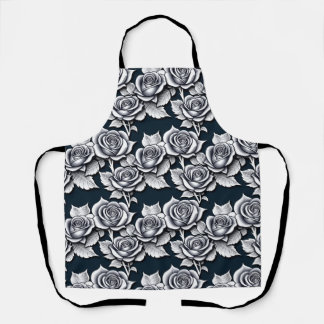 Metallic Silver Roses With Teal Leaves Schort