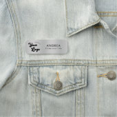 Metallic Silver Safety Pin Name Custom Moderne Log Naamplaatje (In situ)