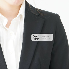 Metallic Silver Safety Pin Name Custom Moderne Log Naamplaatje