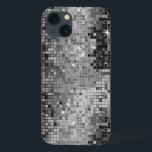 Metallic Silver Sequins Look Disco Mirrors Bling iPhone 13 Hoesje<br><div class="desc">Popular shiny metallic sequence look gray silver tones disco style. Retro 70's disco ball mirrors with the bling and sparkles. Look for this design in many tones. Purple blue green pink and can be requested in your favorite color. Het is een afbeelding van pattern en not actual sequence.</div>