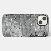 Metallic Silver Sequins Look Disco Mirrors Bling iPhone Hoesje (Achterkant horizontaal)
