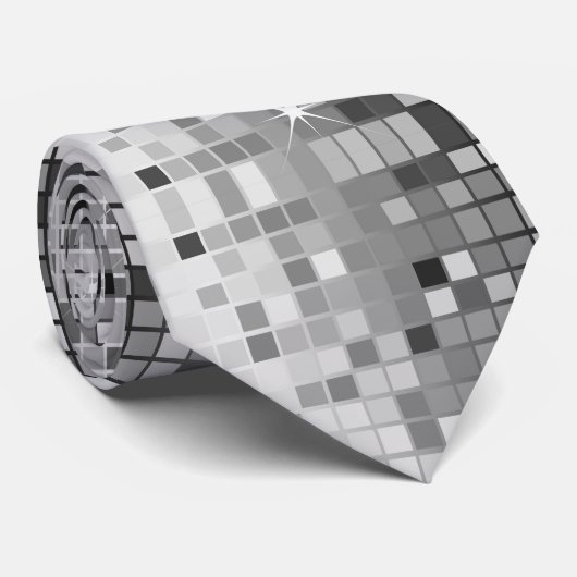 Metallic Silver Sequins Look Disco Mirrors Bling Stropdas (Opgerold)