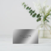 Metallic Silver Shiny Minimalistisch Social Media- Visitekaartje (Staand voorkant)