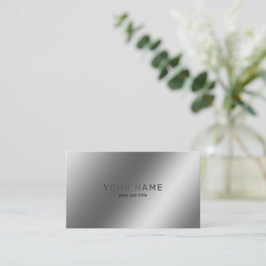 Metallic Silver Shiny Minimalistisch Social Media- Visitekaartje (Staand voorkant)
