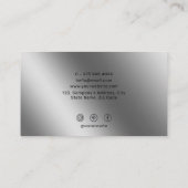 Metallic Silver Shiny Minimalistisch Social Media- Visitekaartje (Achterkant)