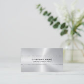 Metallic silver shiny stripe accent business card visitekaartje (Staand voorkant)