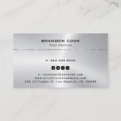 Metallic silver shiny stripe accent business card visitekaartje (Achterkant)