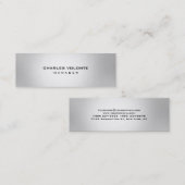 Metallic Silver Stylish Minimalist Professional Mini Visitekaartje (Voorkant / Achterkant)
