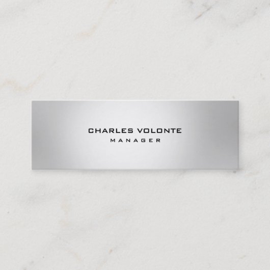 Metallic Silver Stylish Minimalist Professional Mini Visitekaartje (Voorkant)