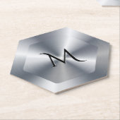 Metallic silver texture personalized monogram kartonnen onderzetters (Schuin)