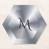 Metallic silver texture personalized monogram kartonnen onderzetters (Voorkant)