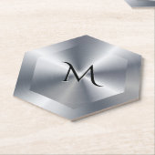 Metallic silver texture personalized monogram kartonnen onderzetters (Schuin)