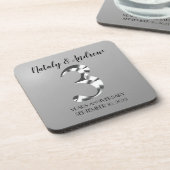 Metallic Silver Third Wedding Jubileum Bier Onderzetter (Linkerzijde)